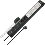 Brennenstuhl Premium-Line Comfort Switch Plus Steckdosenleiste 6-fach, 2x permanent schwarz/hellgrau, 3 Meter Kabel, mit Hand-/Fußschalter