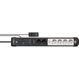 Brennenstuhl Premium-Line Comfort Switch Plus Steckdosenleiste 6-fach, 2x permanent schwarz/hellgrau, 3 Meter Kabel, mit Hand-/Fußschalter
