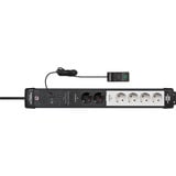 Brennenstuhl Premium-Line Comfort Switch Plus Steckdosenleiste 6-fach, 2x permanent schwarz/hellgrau, 3 Meter Kabel, mit Hand-/Fußschalter