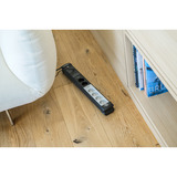 Brennenstuhl Premium-Line Comfort Switch Plus Steckdosenleiste 6-fach, 2x permanent schwarz/hellgrau, 3 Meter Kabel, mit Hand-/Fußschalter