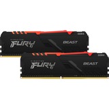 Kingston FURY DIMM 32 GB DDR4-3600 Kit, Arbeitsspeicher schwarz, KF436C18BBAK2/32, Beast RGB