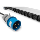 Digitus Basis IT PDU mit Aluminiumprofil, 24x C13, 4x C19, Steckdosenleiste schwarz/aluminium, 3 Meter Kabel, 1-phasig 32A, IEC309 32A Stecker