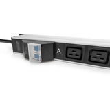 Digitus Basis IT PDU mit Aluminiumprofil, 24x C13, 4x C19, Steckdosenleiste schwarz/aluminium, 3 Meter Kabel, 1-phasig 32A, IEC309 32A Stecker