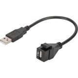 Digitus USB 2.0 Keystone-Modul USB-A Stecker > USB-A Buchse schwarz, mit 16cm Kabel