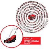 EINHELL Power X-Change Akku-Rasenmäher GE-CM 18/33 Li Kit, 18Volt rot/schwarz, Li-Ionen Akku 4,0Ah