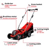 EINHELL Power X-Change Akku-Rasenmäher GE-CM 18/33 Li Kit, 18Volt rot/schwarz, Li-Ionen Akku 4,0Ah