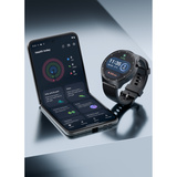 Motorola moto watch ultra, Smartwatch schwarz/grau, Gun Metal, schwarzes Silikon- und Leder-Armband