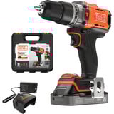 BLACK+DECKER POWERCONNECT Akku-Schlagbohrschrauber BCD383D1XK, 18Volt orange/schwarz, Li-Ionen Akku 2,0Ah, Koffer