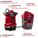 EINHELL Power X-Change Akku-Schmutzwasserpumpe GE-DP 18/25 Li - Solo, 18Volt, Tauch- / Druckpumpe rot/schwarz, ohne Akku und Ladegerät
