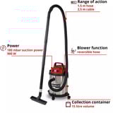 EINHELL TC-VC 1540 S, Nass-/Trockensauger silber/rot