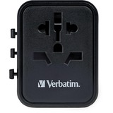 Verbatim Universal-Reiseadapter UTA-01, Reisestecker schwarz, 2x USB-A