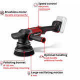 EINHELL Professional Akku-Exzenterpolierer CP-EP 18/125 Li BL-Solo, 18Volt, Poliermaschine rot/schwarz, ohne Akku und Ladegerät