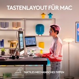 Logitech MX Mechanical Mini für Mac, Tastatur hellgrau/weiß, DE-Layout, taktile Schalter, Bluetooth, kompatibel mit macOS, iPadOS und iOS