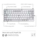 Logitech MX Mechanical Mini für Mac, Tastatur hellgrau/weiß, DE-Layout, taktile Schalter, Bluetooth, kompatibel mit macOS, iPadOS und iOS