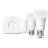 Philips HUE White Ambiance Starter-Set: E27 Lampe A60 Doppelpack + Dimmschalter, LED-Lampe 