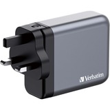 Verbatim GaN-Ladegerät 140W, 1x USB-A , 3x USB-C grau, PD 3.1, PD 3.0, QC 3.0