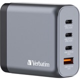Verbatim GaN-Ladegerät 140W, 1x USB-A , 3x USB-C grau, PD 3.1, PD 3.0, QC 3.0