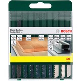 Bosch Stichsägeblattbox Holz/Metall/Kunststoff, 10-teilig, Sägeblatt-Satz U-Schaft