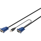 Digitus KVM-Kabelsatz USB DS-19231, für KVM-Konsolen, Y-Kabel schwarz, 1,8 Meter