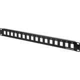 Digitus Modulares Patchpanel, 16-Port, unbestückt schwarz, 1 HE, für Keystone-Module