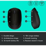 Logitech B170 Wireless, Maus schwarz, 3 Tasten, für Links- und Rechtshänder, kompatibel mit PC/Mac