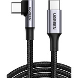 UGREEN 100W USB-C auf USB-C Ladekabel (Winkel 90 Grad) schwarz, 2 Meter, PD 100 Watt, 1x Winkelstecker