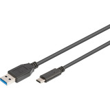 Digitus USB 3.2 Gen 1 Anschlusskabel USB-A > USB-C schwarz, 1 Meter, PD, Laden mit bis zu 15 Watt