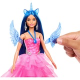 Mattel Barbie Saphire Puppe mit Einhorn mit blauen Haaren und pinkfarbenem Kleid
