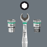 Wera 8100 SA 15 Zyklop Comfort Knarrensatz, 1/4", Werkzeug-Set schwarz/grün, 28-teilig, Comfort-Knarre mit Umschalthebel