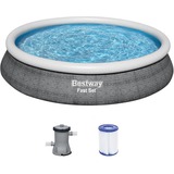 Bestway Fast Set Aufstellpool-Set, Ø 457cm x 84cm, Schwimmbad schiefer, mit Filterpumpe