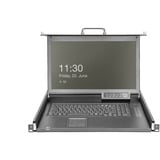 Digitus Modulare HD LCD KVM Konsole mit 17" TFT 1 Port VGA, KVM-Switch schwarz, deutsches Tastaturlayout, 1 Port VGA KVM-Anschluss, Touchpad