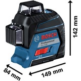 Bosch Linienlaser GLL 3-80 Professional, Kreuzlinienlaser blau/schwarz, Koffer, rote Laserlinien