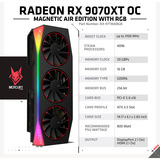 XFX Radeon RX 9070 Swift OC, Grafikkarte schwarz, RDNA4, GDDR6, 3x DisplayPort, 1x HDMI 2.1