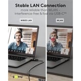 goobay Ethernet-Adapterkabel USB-C 3.2 Gen2 > RJ-45, Slim schwarz/grau, 5 Meter