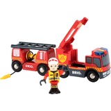 BRIO World Feuerwehr-Leiterfahrzeug, Spielfahrzeug rot/gelb, mit Licht & Sound
