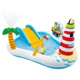 Intex Planschbecken Fishing Fun Play Center, 218x188cm, Schwimmbad weiß/hellblau, mit Wasserrutsche