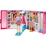 Mattel Barbie Traum Kleiderschrank ausklappbar, Puppe mit Puppe, Zubehör und Puppen-Kleidung