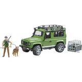 bruder Land Rover Defender Station Wagon, Modellfahrzeug grün/schwarz, Inkl. Förster und Hund