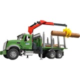 bruder MACK Granite Holztransport-LKW, Modellfahrzeug grün, mit 3 Baumstämmen