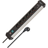 Brennenstuhl Premium-Alu-Line Steckdosenleiste 6-fach, 2x USB schwarz/aluminium, 3 Meter Kabel, USB-A, USB-C, mit Sicherheitsschalter