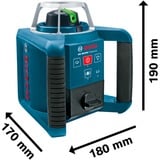 Bosch Professional Rotationslaser GRL 300 HVG Professional, mit Baustativ blau, Koffer, grüne Laserlinie