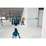Bosch Professional Rotationslaser GRL 300 HVG Professional, mit Baustativ blau, Koffer, grüne Laserlinie