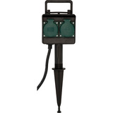 Brennenstuhl Garten-Steckdose mit Erdspieß, 4-fach, Steckdosenleiste schwarz, 10 Meter