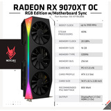 XFX Radeon RX 9070 XT OC Mercury RGB, Grafikkarte schwarz, RDNA4, GDDR6, 3x DisplayPort, 1x HDMI 2.1