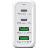goobay USB-C Multiport-Schnellladegerät, PD, GaN, 68 Watt weiß, 2x USB-C, 2x USB-A, Power Delivery, QuickCharge
