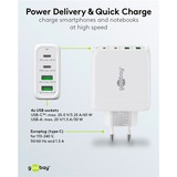 goobay USB-C Multiport-Schnellladegerät, PD, GaN, 68 Watt weiß, 2x USB-C, 2x USB-A, Power Delivery, QuickCharge