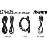 iiyama ProLite LH7564UHS-B1AG, Public Display schwarz (matt), UltraHD/4K, VA, WiFi, Fernbedienung
