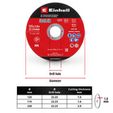 EINHELL Trennscheibe dünn, Ø 125 x 1,0mm, 5 Stück für Winkelschleifer