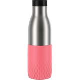 Emsa BLUDROP Sleeve Isoliertrinkflasche 0,5 Liter, Thermosflasche koralle, Edelstahl, Silikonmanschette
