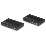 Lindy 100m Cat.6A KVM Extender HDBaseT 3.0, KVM-Switch schwarz, HDMI 4K60, Audio, IR & RS-232